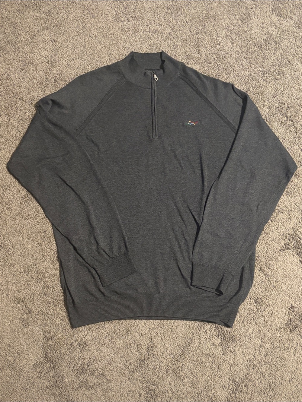 Greg Norman Collection  Men's Quarter-Zip Charcoal Sweater, XXL